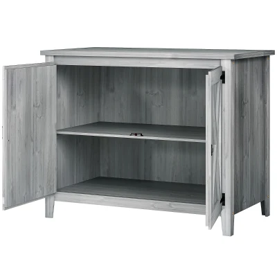 Outsunny Wooden Outdoor Storage Cabinet, Garden Shed Potting Shed with Shelf and Double Doors, Light Grey