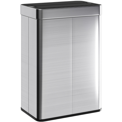 HOMCOM 14.5 Gallon Sensor Can, Automatic Garbage Can with Soft-Close Butterfly Lid, Fingerprint-Proof Stainless Steel, Silver