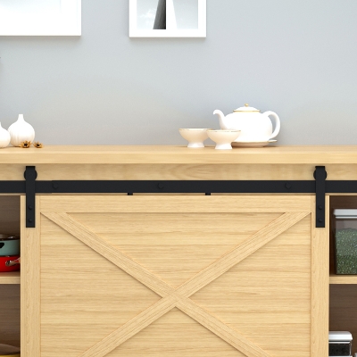 HOMCOM 6FT Mini Barn Door Hardware Kit, Sliding Barn Door Cabinet Hardware Kit for 19.7" Wide Door, Black