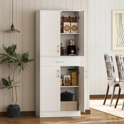HOMCOM 71" Freestanding Kitchen Cabinet with Drawer, White