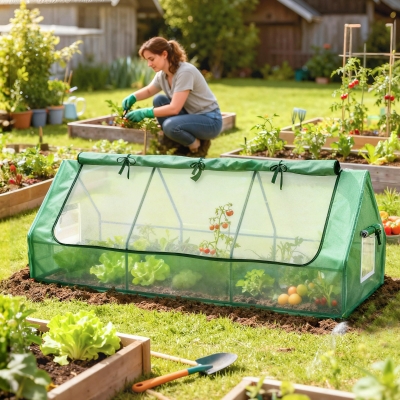Outsunny Portable Mini Greenhouse with Mesh Windows for Indoor and Outdoor, 94.5" x 35.4" x 35.4", Green