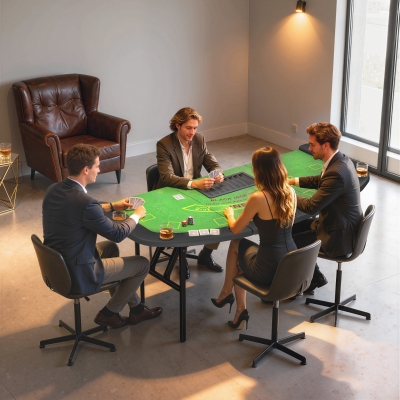 Soozier Poker Table Foldable, 72" 8 Player Casino Leisure Blackjack Texas Holdem Poker Table with 7 Cup Holders, Green