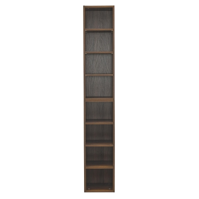 8-Tier Slim Media Tower Rack with Adjustable Shelves, Walnut