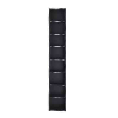 8-Tier Adjustable Slim Bookcase with Wavy Edge Design, Black