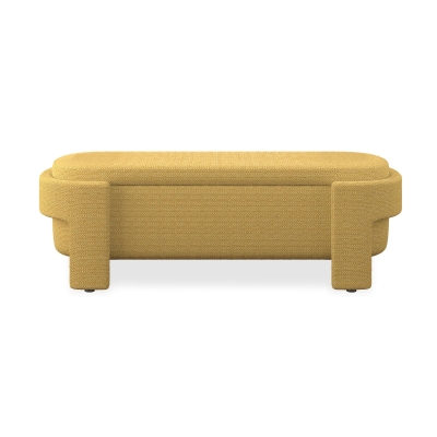 Linen Upholstered Storage Bench with High-Density Foam Cushion, Yellow