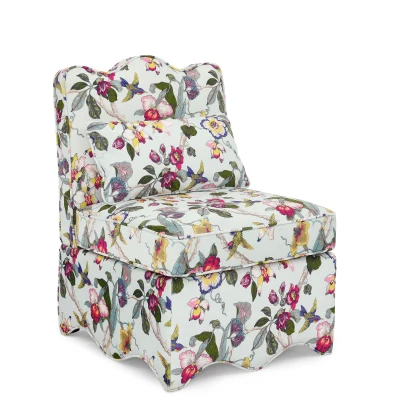 Flannel Upholstered Armless Dining Chair with Soft Foam Seat & Backrest, Red