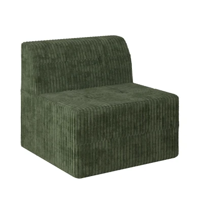 Single-Seat Compressed Sectional Sofa with Reversible Modular Design, Green