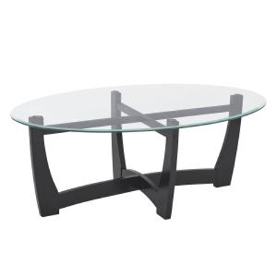 48" Oval Tempered Glass Coffee Table, Black