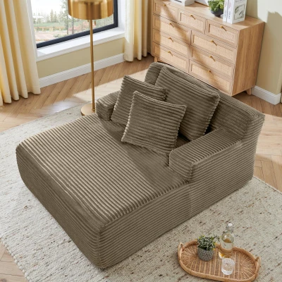 Modern Single Lazy Sofa Lounge Chair with High-Density Foam Fill, Brown