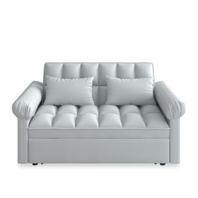 Flannel Loveseat Sofa Bed with Adjustable Back, Grey