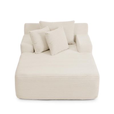 Modern Single Lazy Sofa Lounge Chair with High-Density Foam Fill, Beige