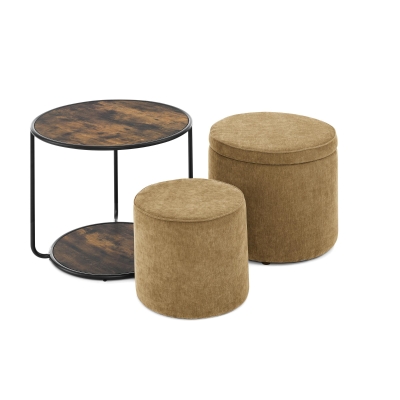 Ottoman Convertible Multi-Function Ottoman Table with Hidden Storage, Dark yellow
