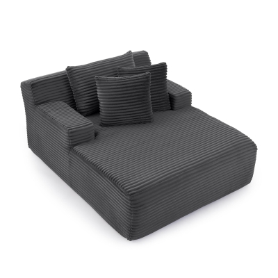 Modern Single Lazy Sofa Lounge Chair with High-Density Foam Fill, Dark Gray
