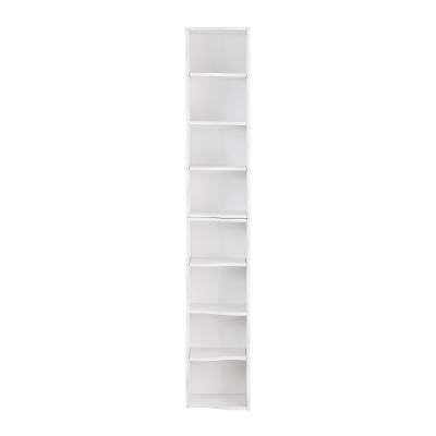 8-Tier Adjustable Slim Bookcase with Wavy Edge Design, White