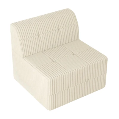 Single-Seat Compressed Sectional Sofa with Reversible Modular Design, White