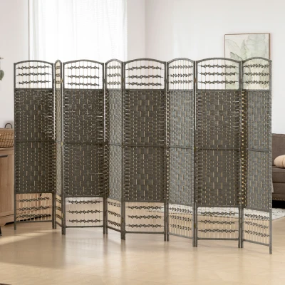 HOMCOM 8-Panel Folding Privacy Screen Room Divider, Dark Gray