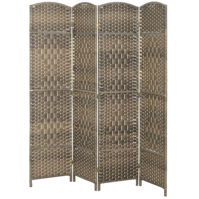 HOMCOM 6' Tall Folding Wood Room Divider Screen, Dark Rustic Oak
