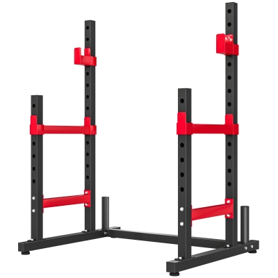 Soozier Adjustable Squat Rack 660lbs for Home Gym Strength Training, Red