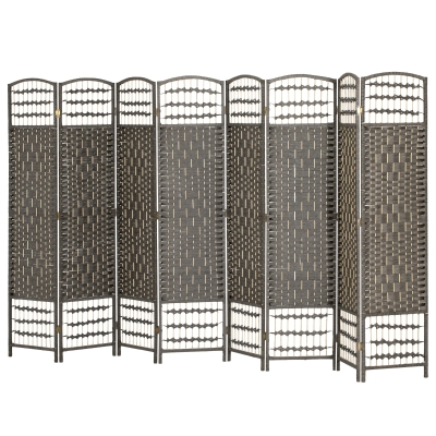 HOMCOM 8-Panel Folding Privacy Screen Room Divider, Dark Gray