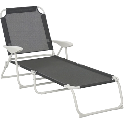 Outsunny Folding Chaise Lounge, 4-Position Outdoor Chair, Dark Gray