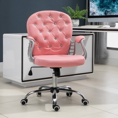 Vinsetto Office Chair, Computer Desk Chair with Adjustable Height and Tufted Back, Pink
