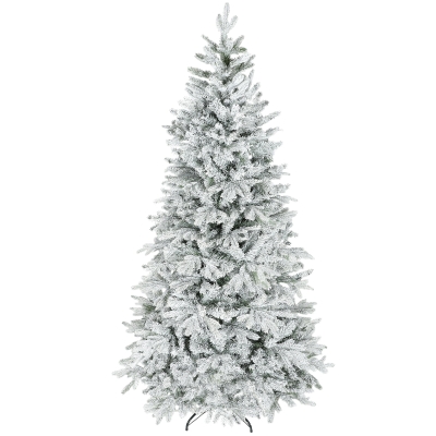 HOMCOM 7.5 ft Frosted Artificial Christmas Tree, Full Spruce, Hinged