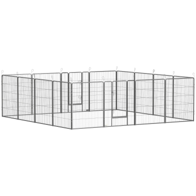 PawHut 16 Panel 39" Height Heavy Duty Dog Playpen for Small Medium Large Dogs, Grey