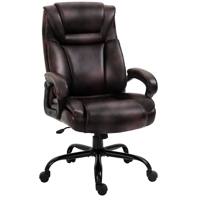 Vinsetto PU Leather Executive Office Chair with High Back, Adjustable Height and Swivel Wheels, 400LBS Capacity, Brown