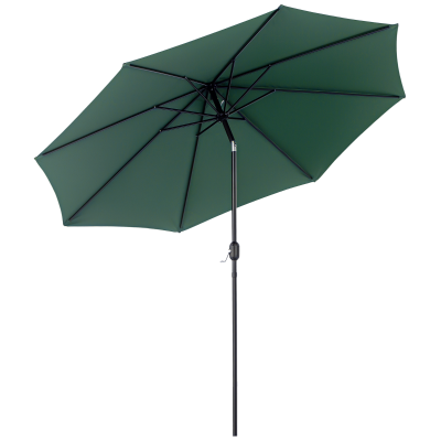 Outsunny 10' x 8' Round Market Umbrella, Patio Umbrella with Crank Handle and Tilt, Outdoor Parasol for Garden, Bench, Lawn, Green
