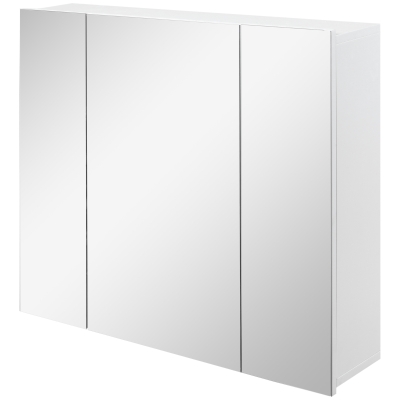 kleankin 28" x 24" Wall Mounted Mirror Cabinet, Bathroom Medicine Cabinet with Mirror, 3 Doors and Adjustable Shelves, White