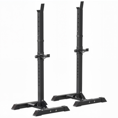 Soozier Adjustable Stable Power Squat Stand Portable 2 Bars Barbell Holder Weight Rack Black