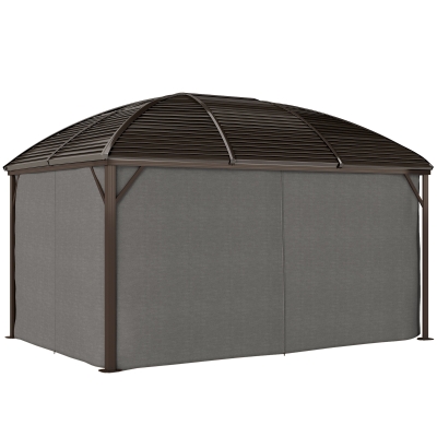 Outsunny 10' x 13' Hardtop Gazebo Aluminum Outdoor Canopy with Mesh Nettings, Curtains, Dark Grey