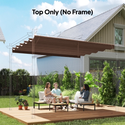 Outsunny Retractable Replacement Pergola Canopy for 10' x 10' Pergola, Pergola Cover Replacement, Coffee