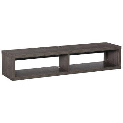 HOMCOM Floating TV Stand Shelf for 50" TVs, Wall Mounted Entertainment Center for Living Room, Bedroom, Media Console with Storage Shelf for Audio, Video, Dark Grey Wood Grain
