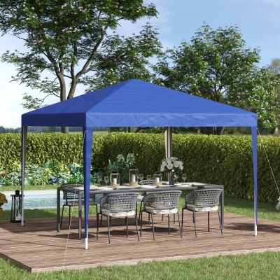 Outsunny 10 x 10ft Folding Pop Up Tent Outdoor Gazebo Canopy with Carrying Bag, Blue