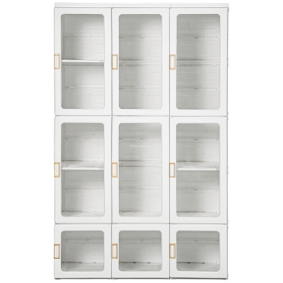 HOMCOM Small Apartment Bedroom Closet Foldable Portable Closet with Cube Storage Hanging Rods Magnet Doors, White