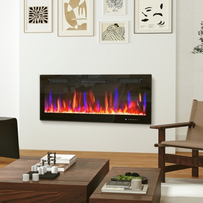 HOMCOM 42" Thin Electric Fireplace, Freestanding, Wall Mounted Fireplace Heater with Eco Mode, Auto Switch, Remote, 1500W