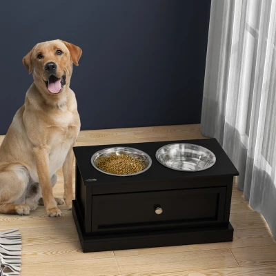 Pet Feeder 23.5" x 11.75" x 12.25" Black