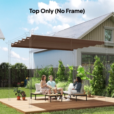 Outsunny 8.5' x 11.5' Retractable Pergola Canopy Replacement, Fit 10' x 13' Frame, Pergola Cover Replacement Top Only, Coffee