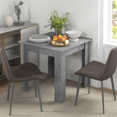 HOMCOM Square Dining Table, Modern Dining Room Table with Faux Cement Effect, Space Saving Small Kitchen Table, Cement Grey