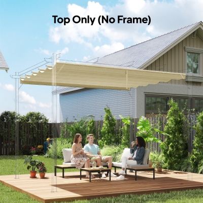 Outsunny 8.5' x 11.5' Retractable Pergola Canopy Replacement, Fit 10' x 13' Frame, Pergola Cover Replacement Top Only, Cream
