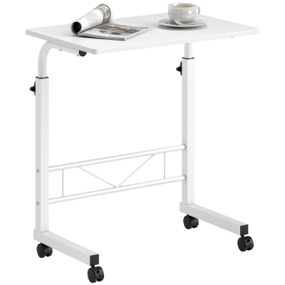 HOMCOM Mobile Standing Desk with Adjustable Height, 23.5 inch Stand Up Desk with Wheels, White