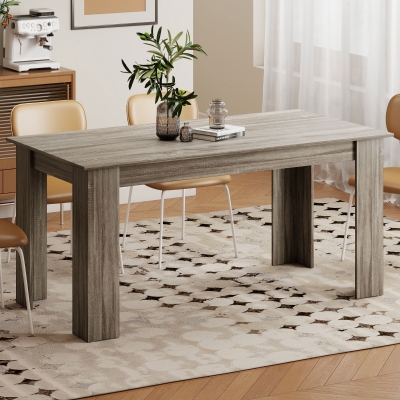 HOMCOM 63" Kitchen Table for 4-6 People, Dining Table with Wood Effect for Dining Room, Grey
