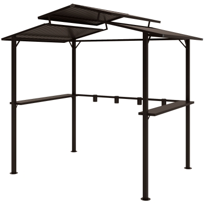Grill Gazebo 98.4" L x 63" W x 98.4" H Brown