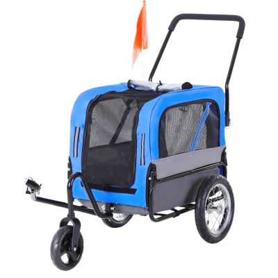 Aosom 2-in-1 Dog Bike Trailer & Stroller, Blue