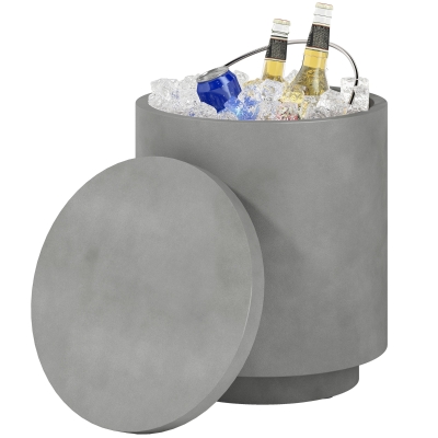 Outsunny 2.6 Gal Outdoor Cooler Bar Table with Storage, Light Gray