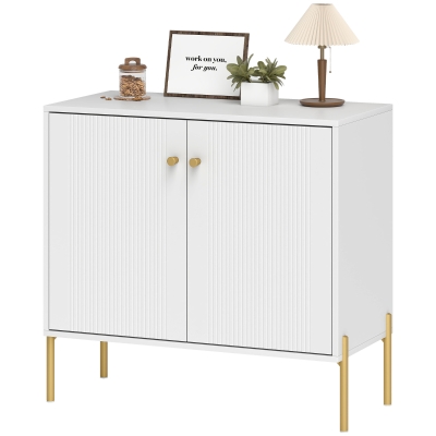 HOMCOM Sideboard, Modern Buffet Cabinet, Coffee Bar Cabinet with Fluted Doors and Adjustable Shelf, White