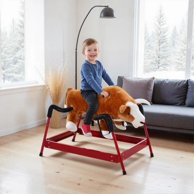 Qaba Kids Rocking Horse Rodeo Bull with Sounds, 3+ Years