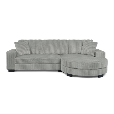 Corduroy Tufted Upholstered Sectional Sofa with Reversible Left/Right Chaise, Gray