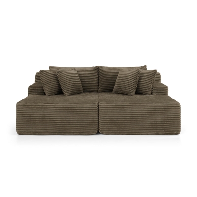 2-Seater Compressed Foam Lounge Sofa with Velvet Fabric and No Wood Frame, Brown